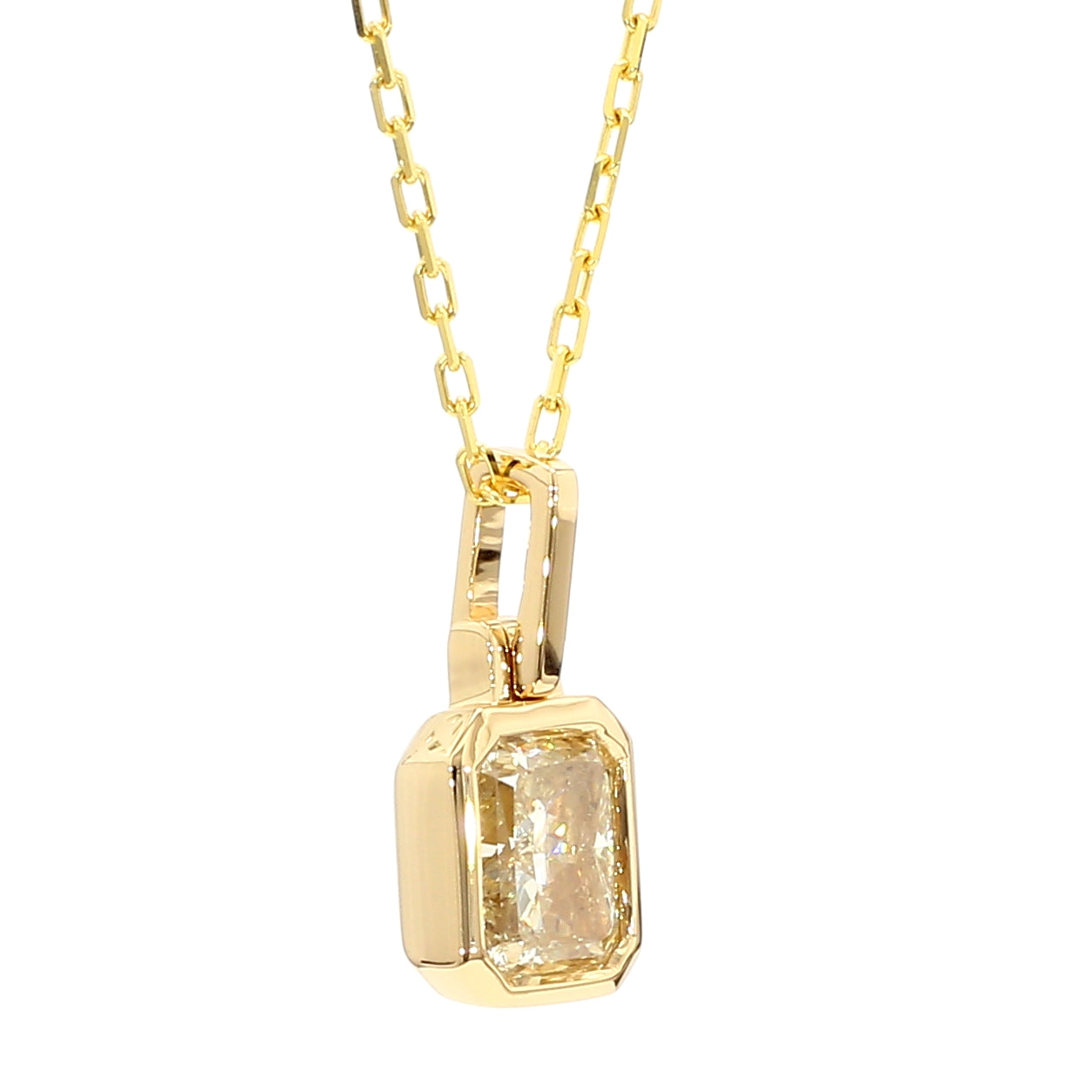Natural Yellow Radiant Diamond Pendant Gia Certified