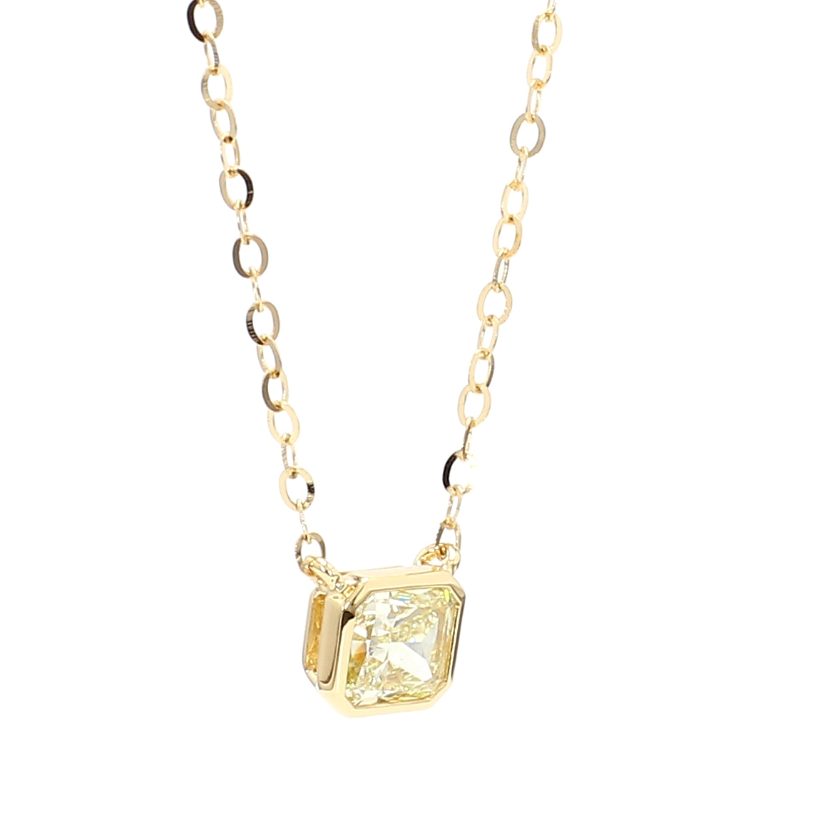 Natural Yellow Radiant Diamond Necklace Gia CERTIFIED