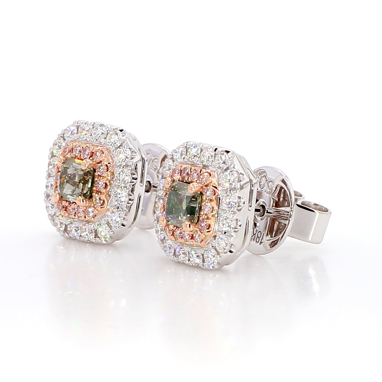 Natural Green Cushion Diamond Earring GIA Certified product image 2