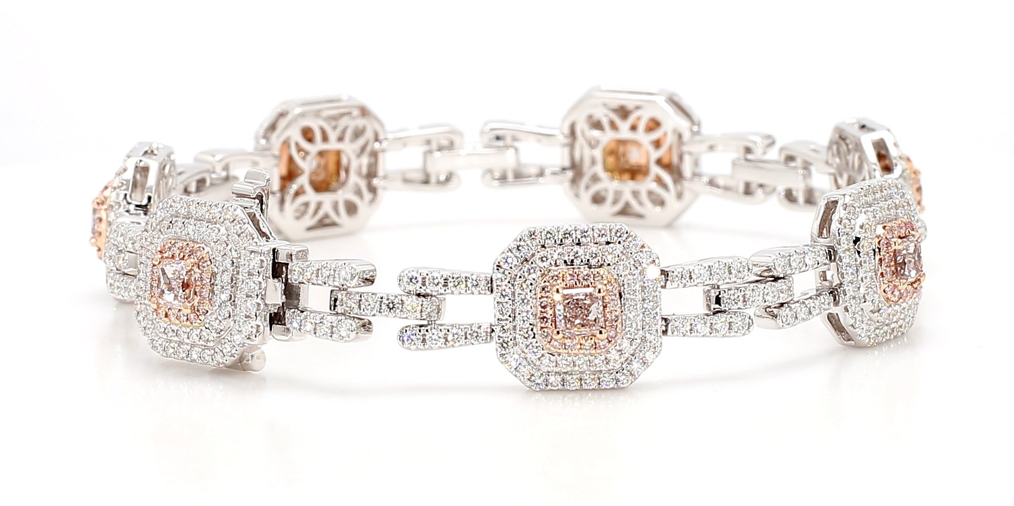 Natural Pink Radiant Diamond Bracelet Gia Certified