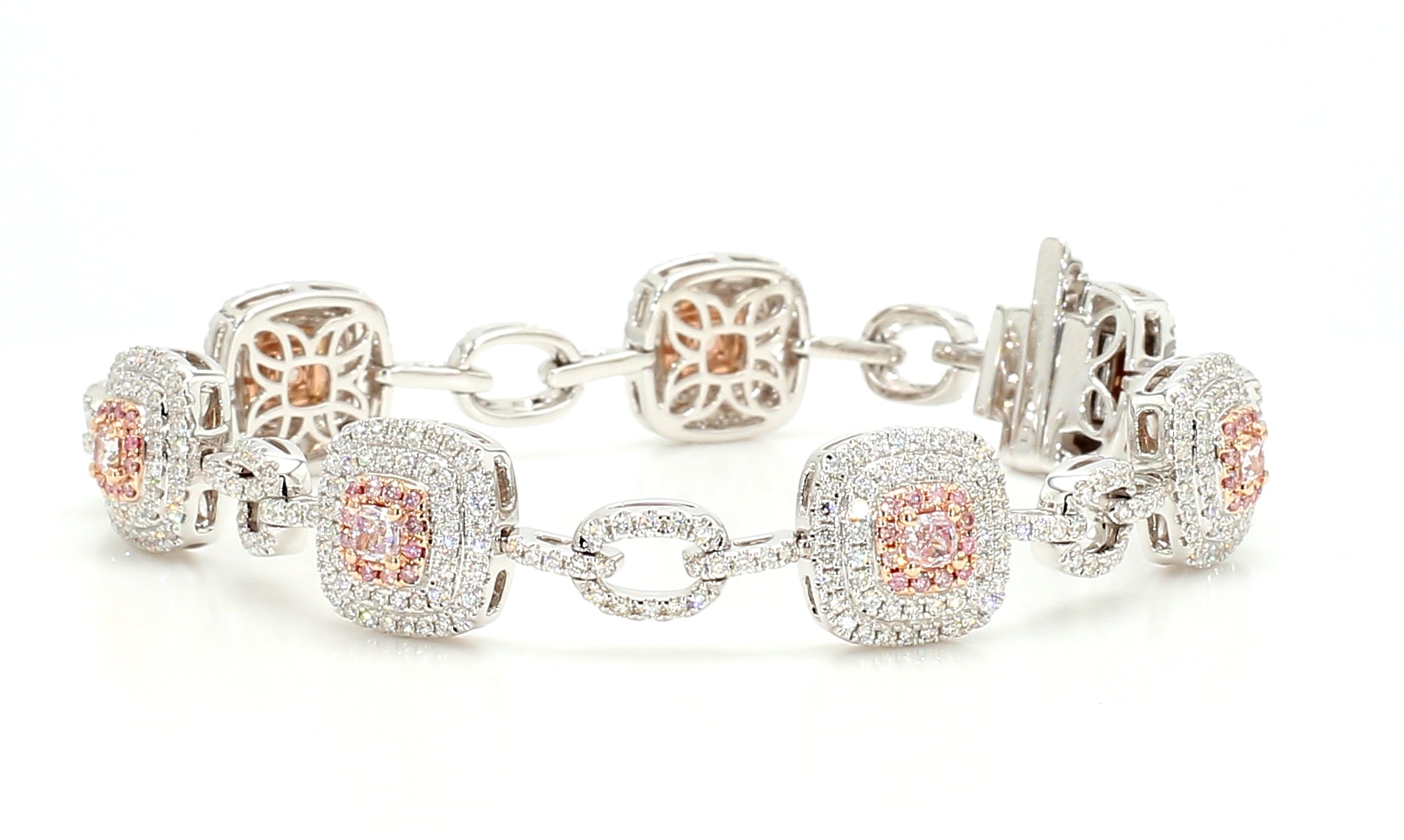 Natural Pink Cushion Diamond Bracelet Gia Certified