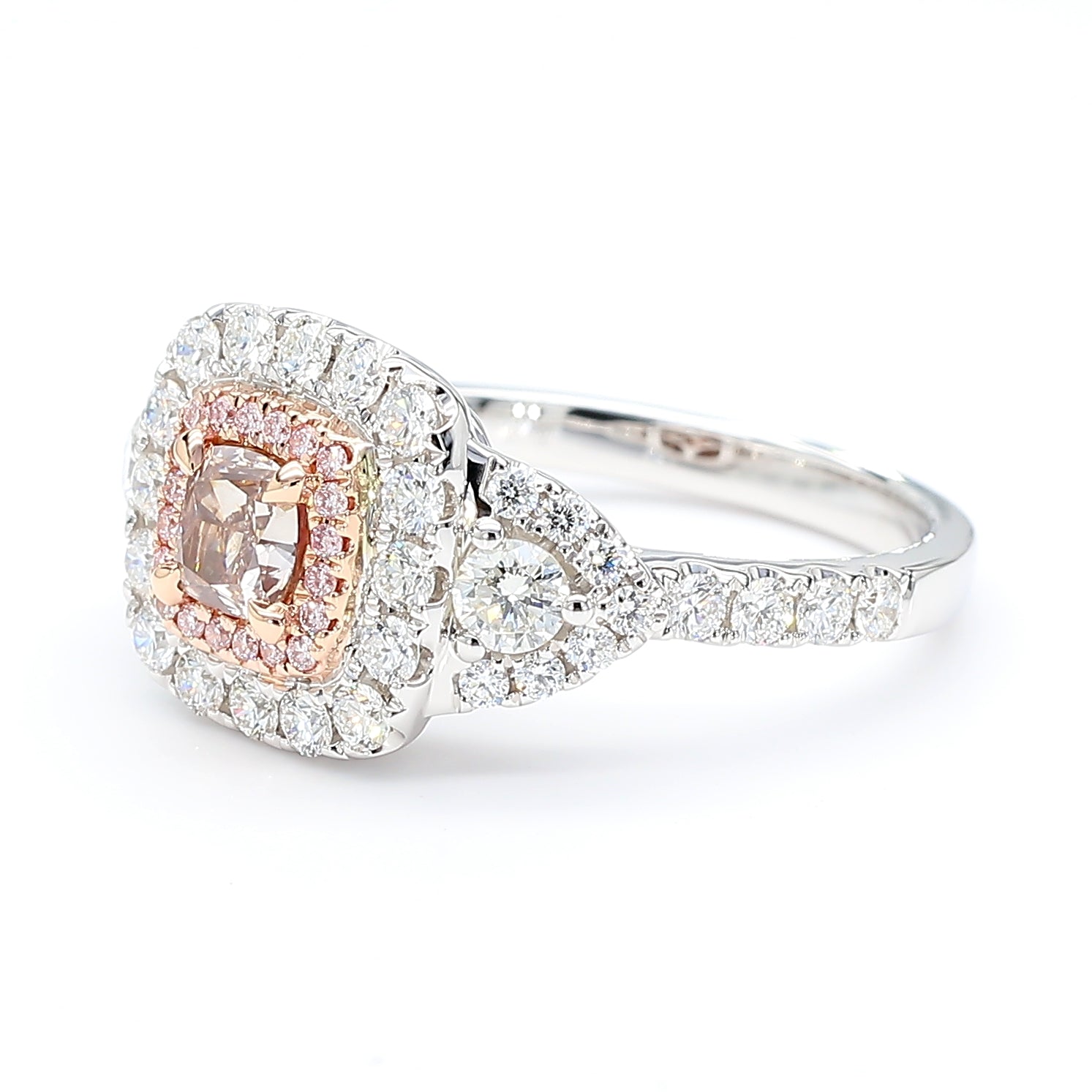 Natural Pink Cushion Diamond Halo Ring | GIA CERTIFIED