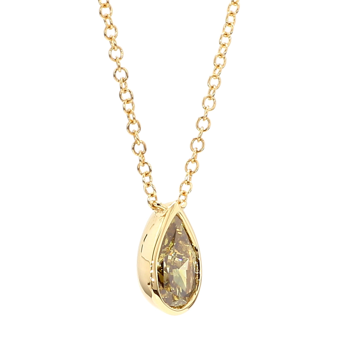 Natural Green Pear Diamond Necklace Gia Certified