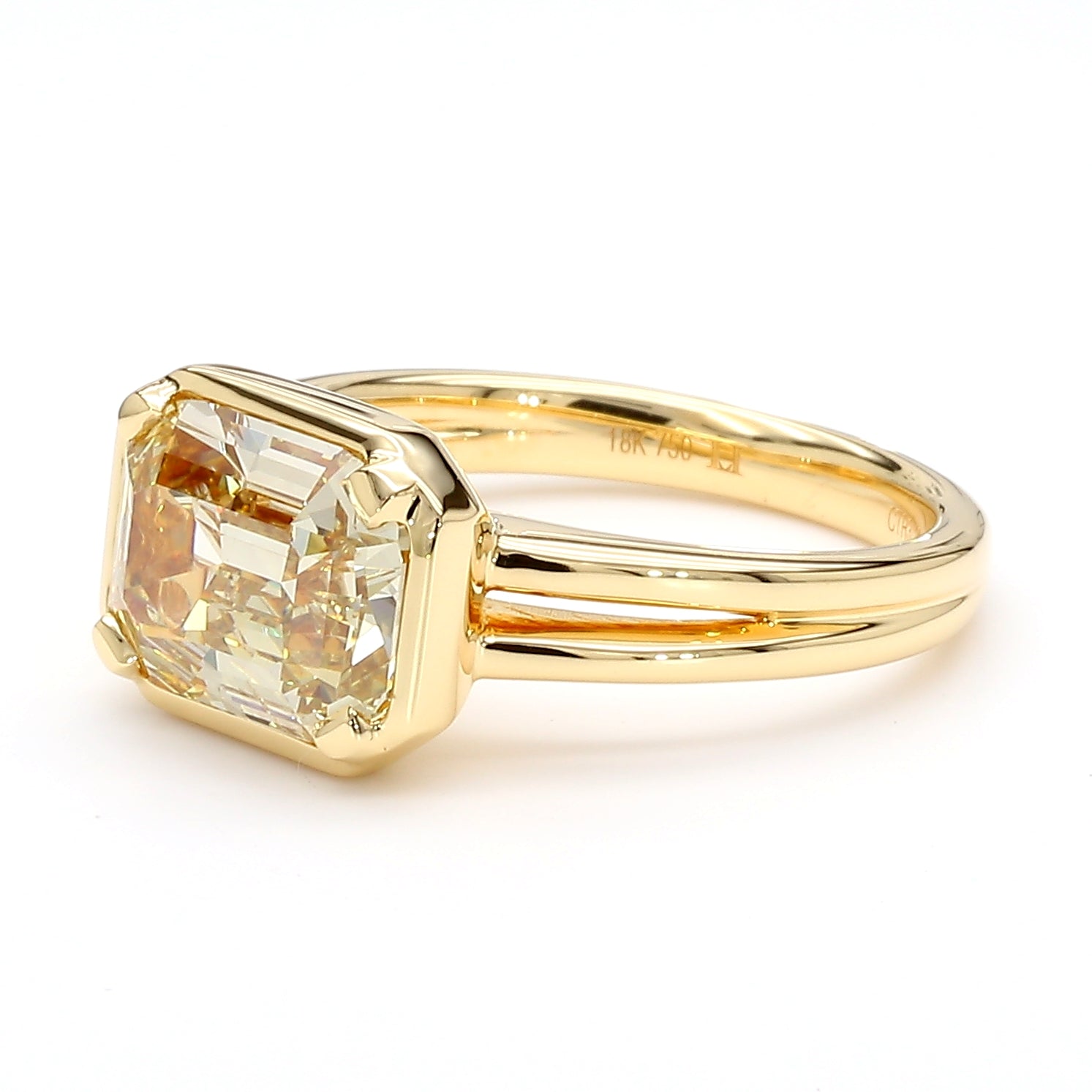 Natural Yellow Baguette Diamond Ring Gia Certified