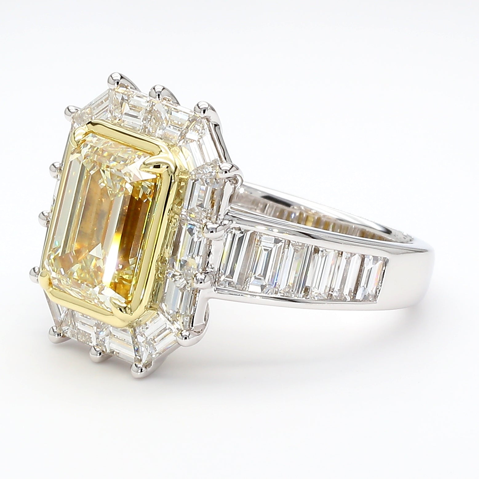 Natural Yellow Emerald Diamond Ring Gia Certified