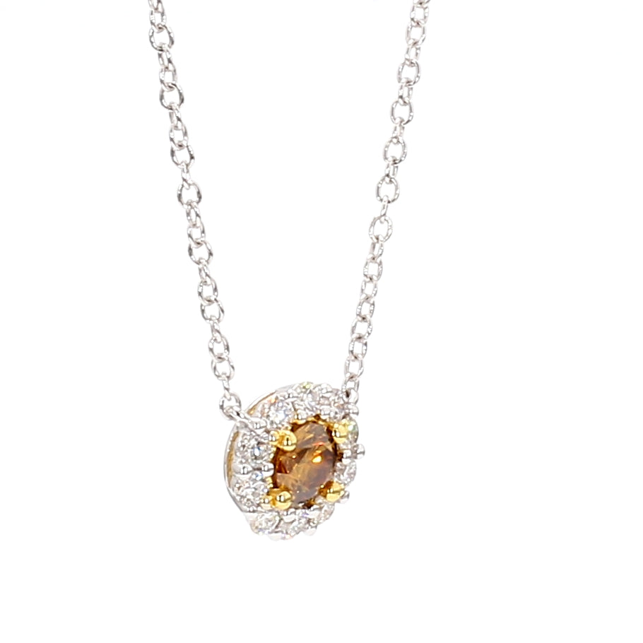 Natural Orange Round Diamond Necklace | GIA Certified