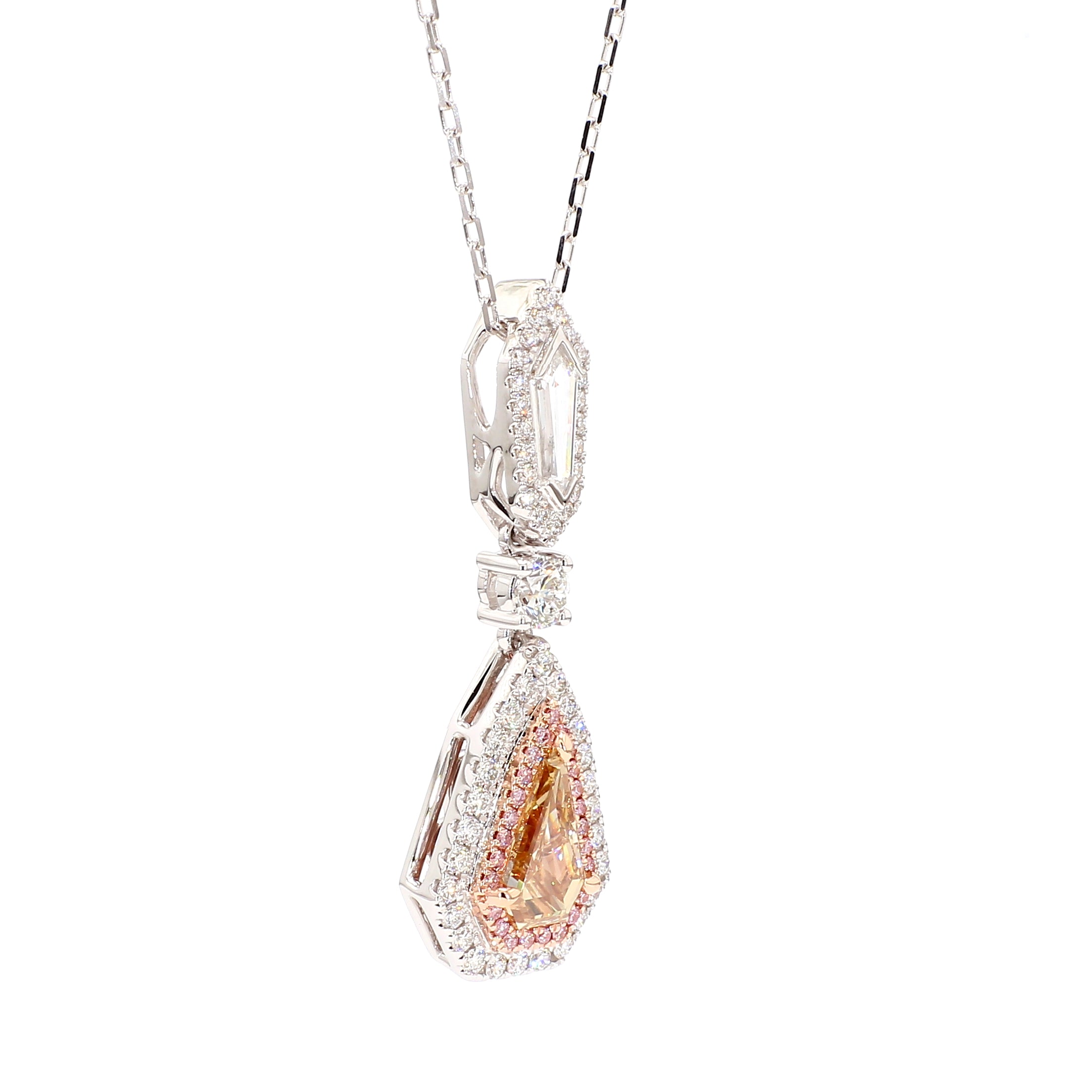 Natural Yellow Shield Diamond Necklace Gia CERTIFIED