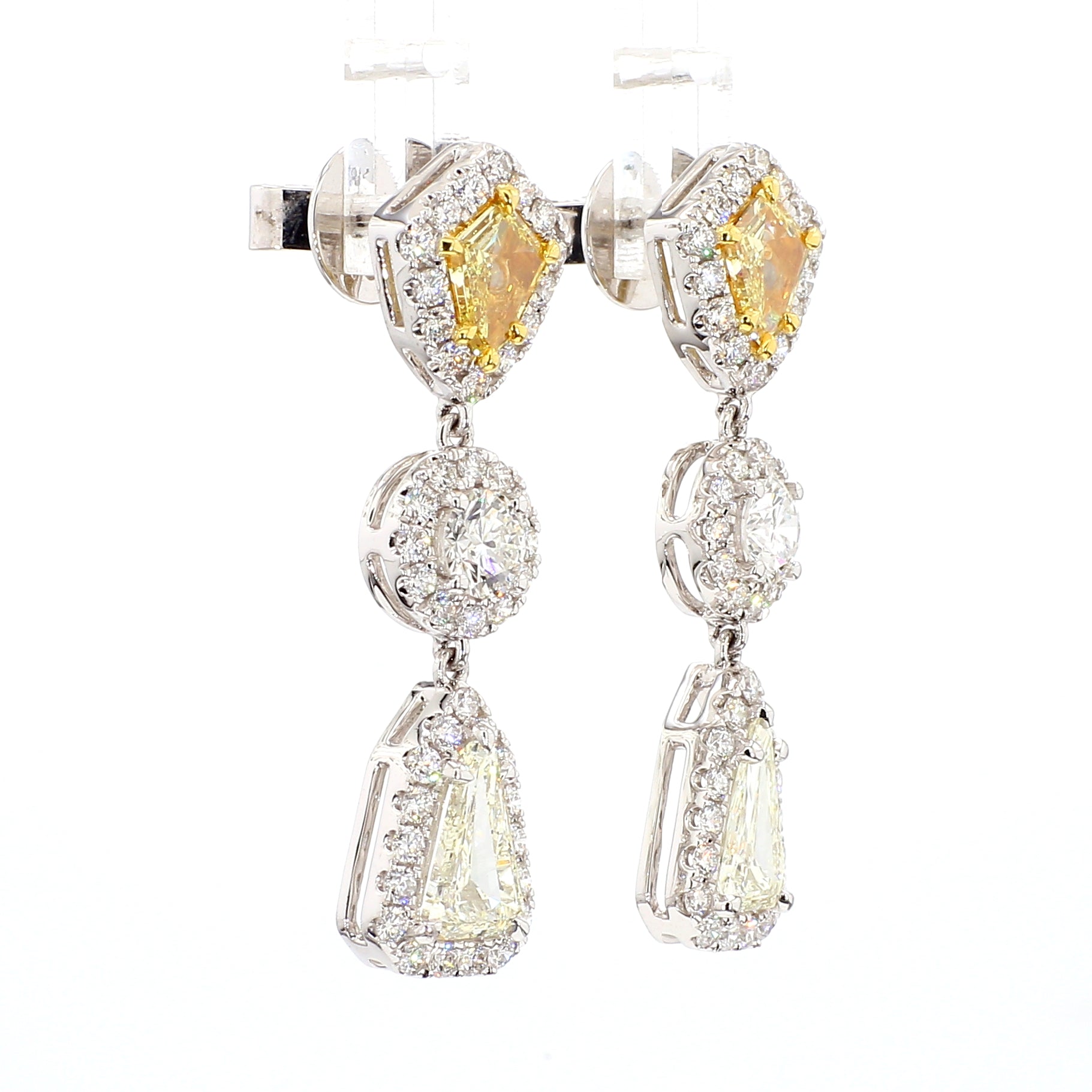 Natural White Shield Diamond Earring Gia Certified