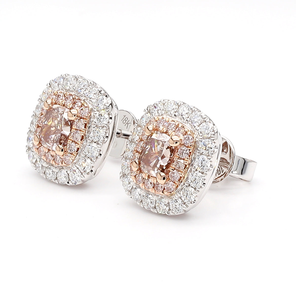 Natural Pink Cushion Diamond Earring | GIA Certified