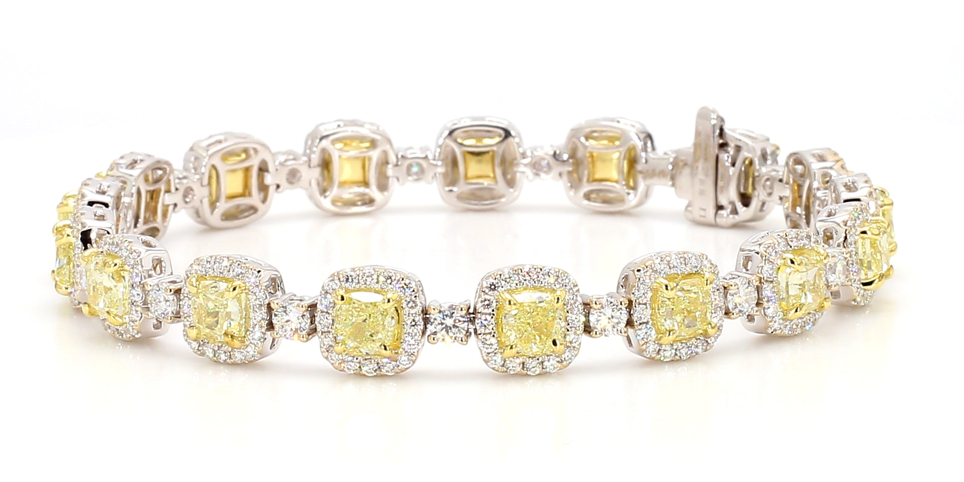 Natural Yellow Cushion Diamond Bracelet Gia Certified