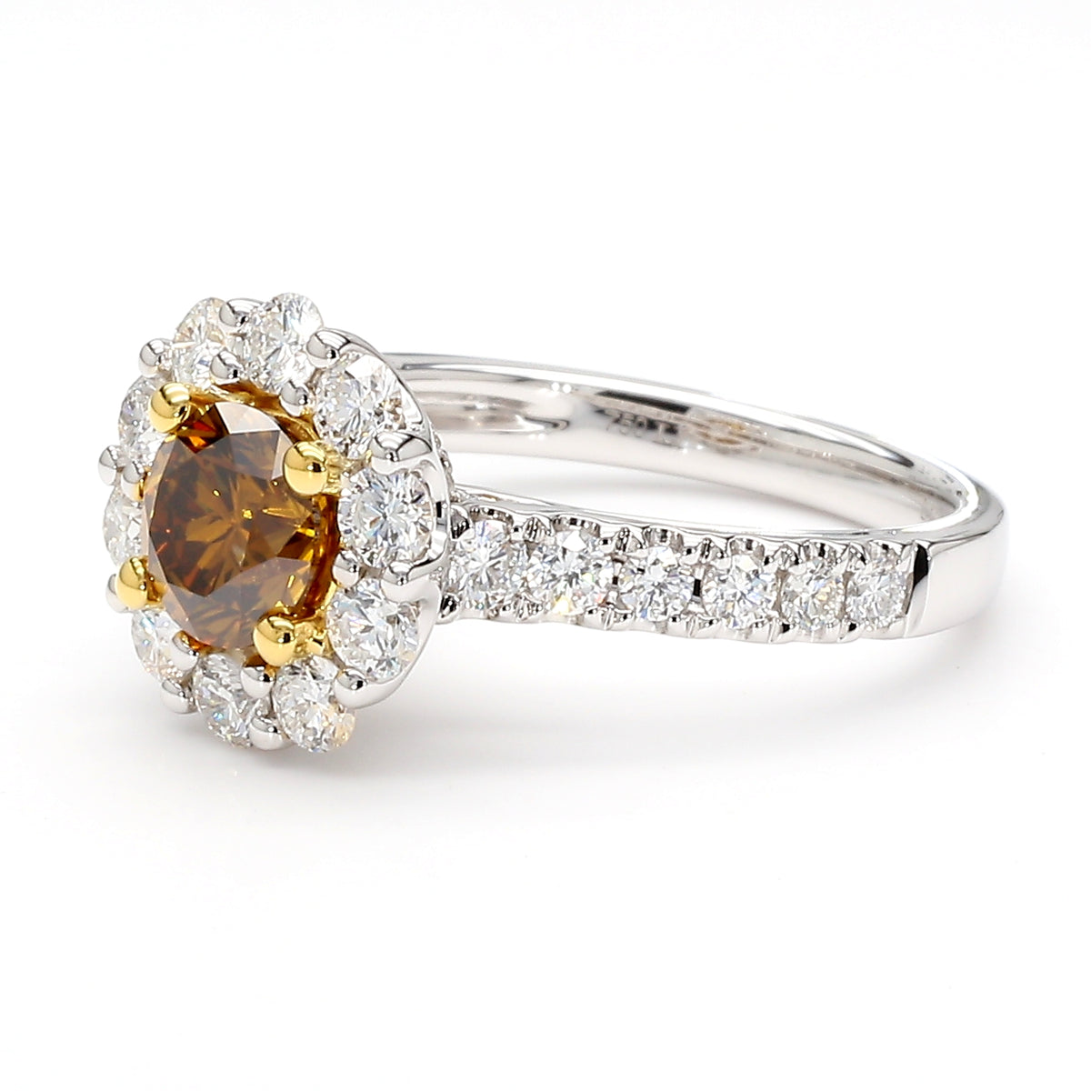 Natural Orange Round Diamond Ring | GIA Certified