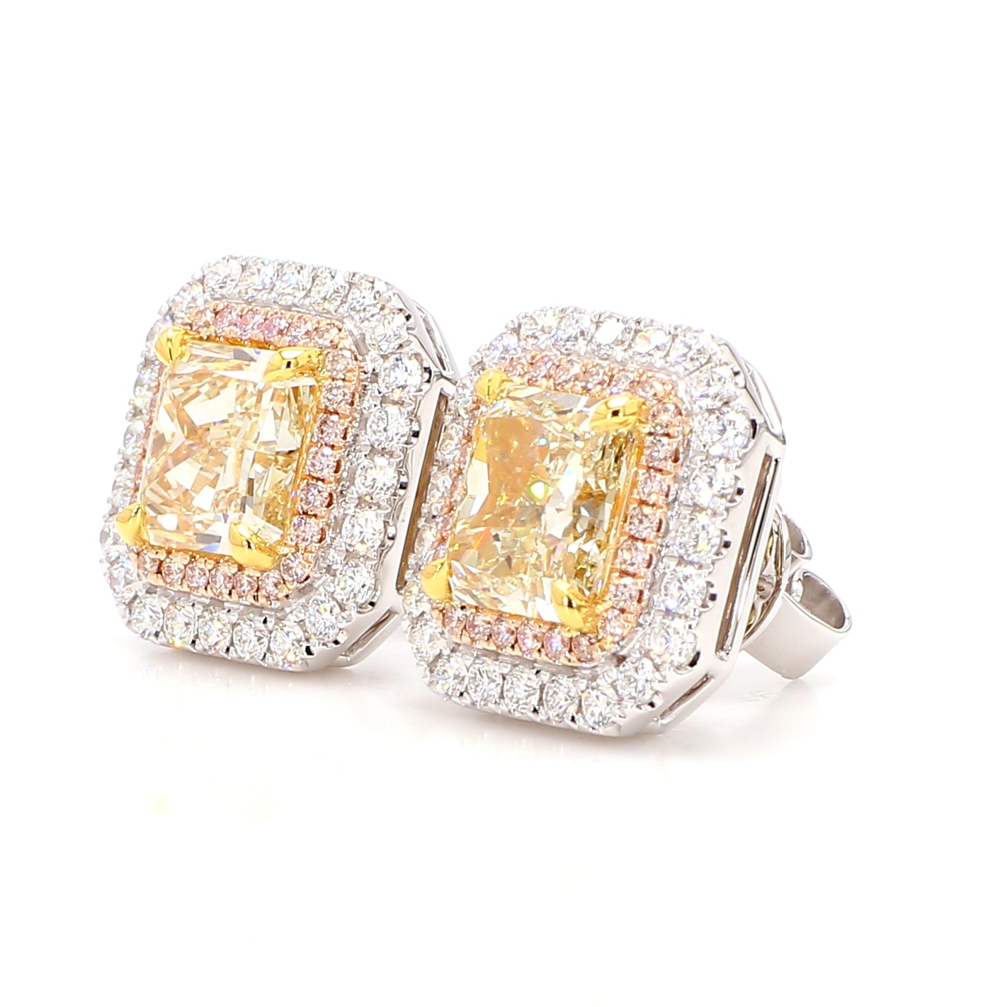Natural Yellow Radiant Diamond Earring Gia Certified