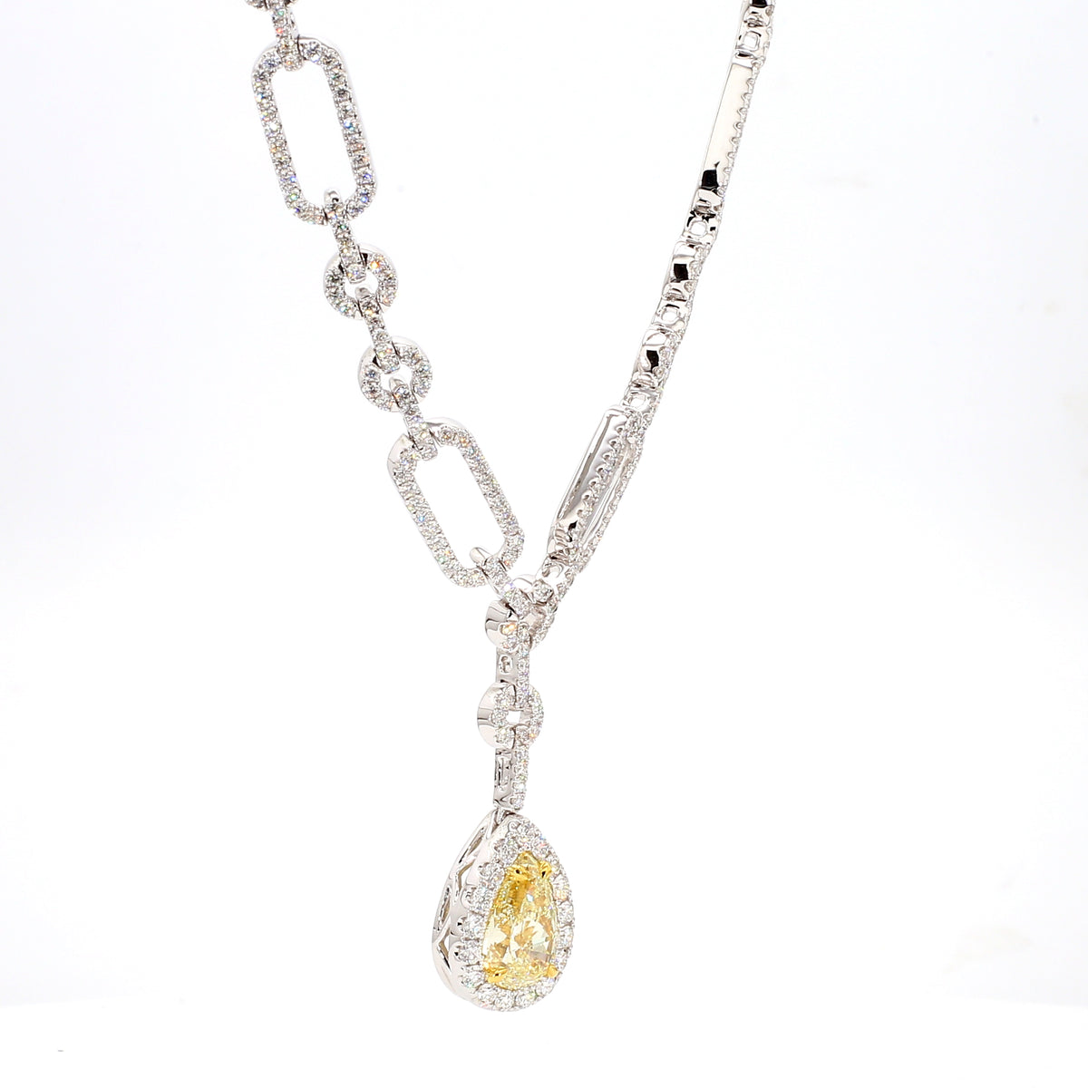 Natural Yellow Pear Diamond Necklace | GIA Certified