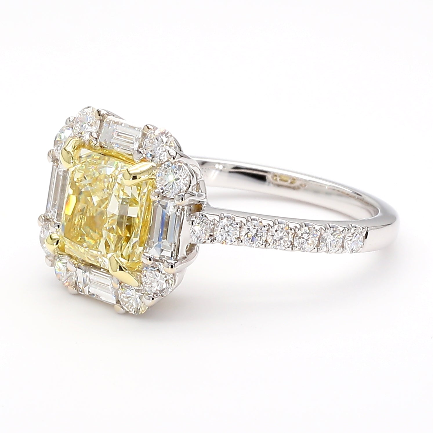 Natural Yellow Radiant Diamond Ring Gia Certified