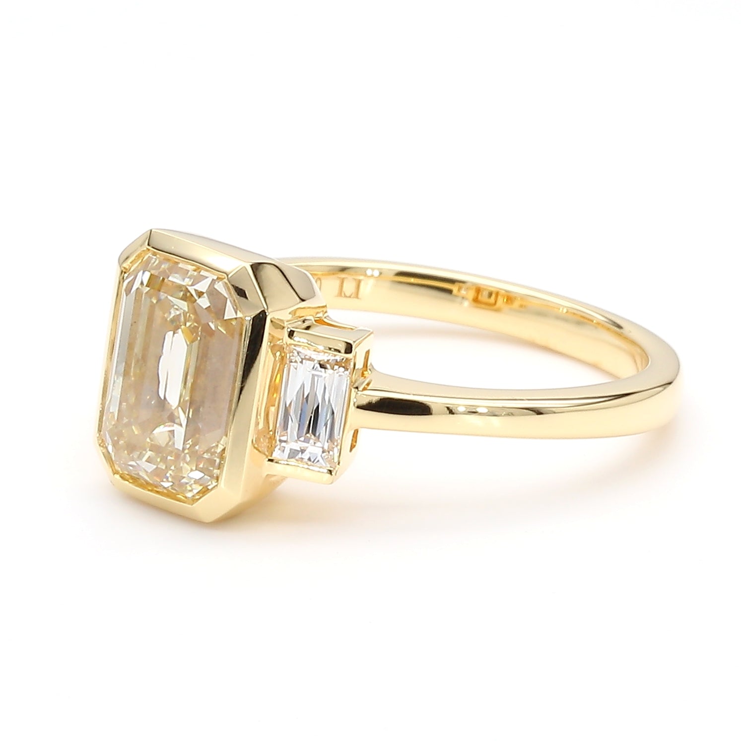 Natural Yellow Emerald Diamond Ring Gia Certified