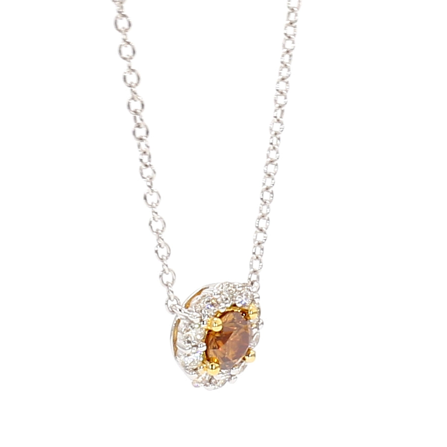 Natural Orange Round Diamond Necklace | GIA Certified