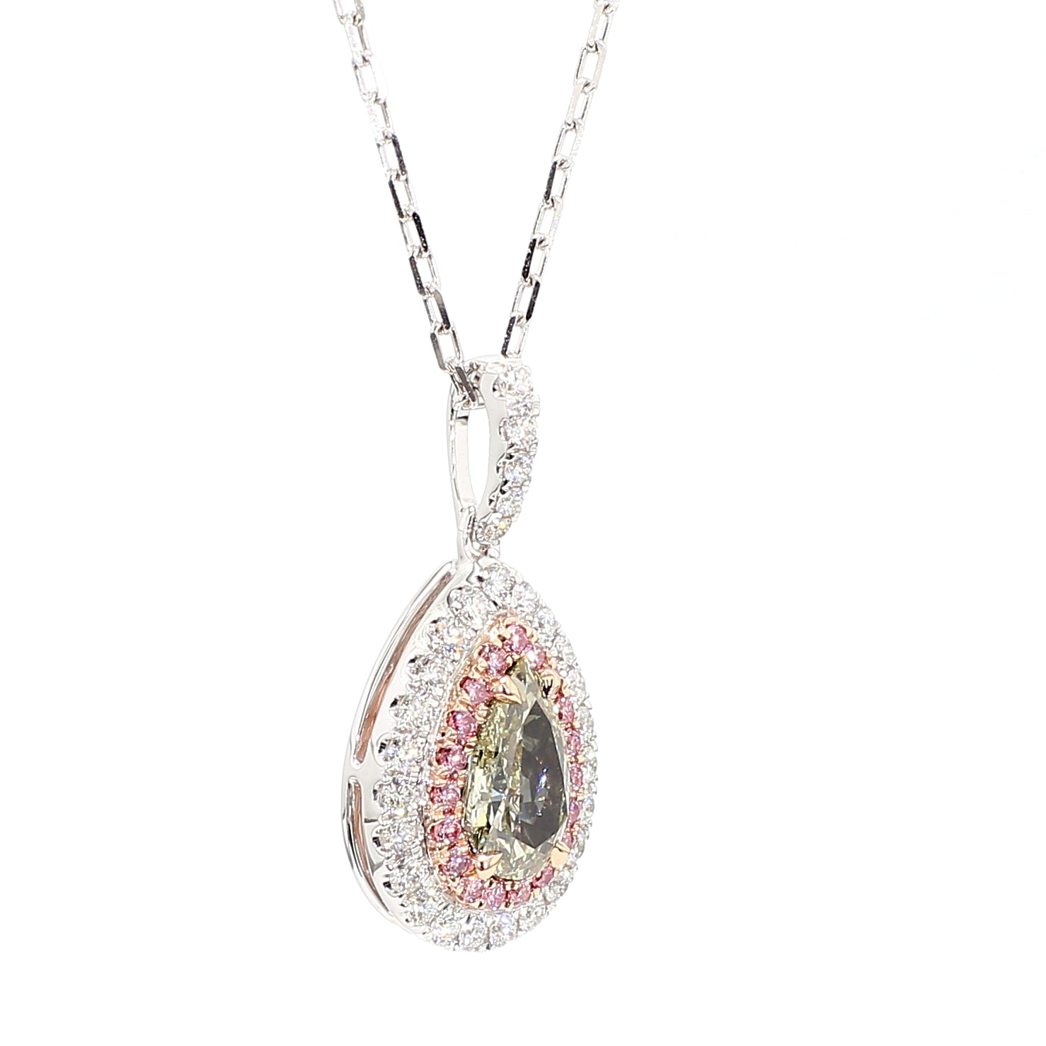 Natural Green Pear Diamond Pendant Gia CERTIFIED