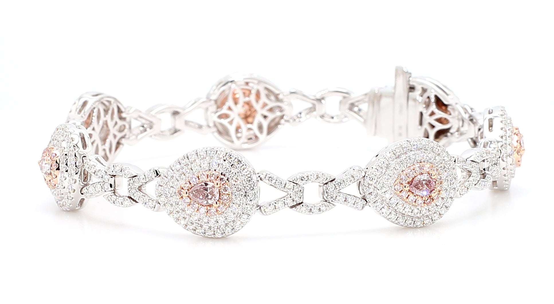 Natural Pink Pear Diamond Bracelet Gia Certified