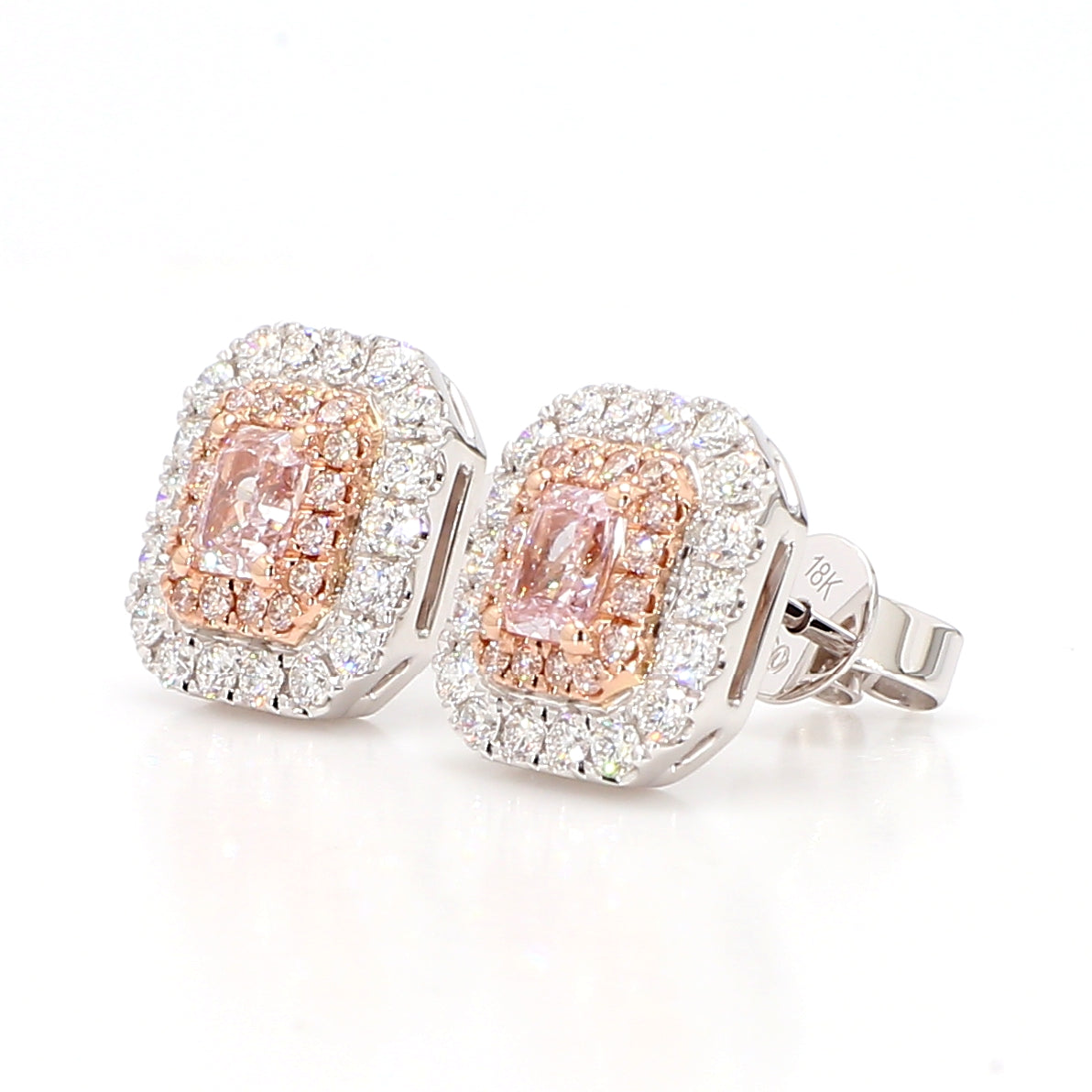 Natural Pink Radiant Diamond Earring | GIA Certified
