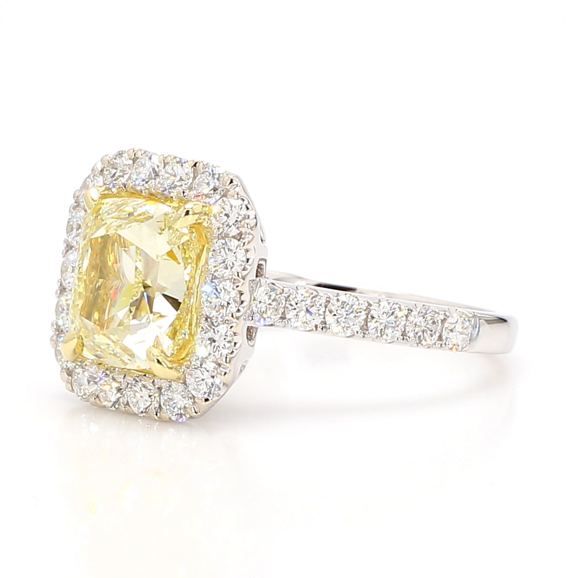 Natural Yellow Cushion Diamond Ring Gia Certified
