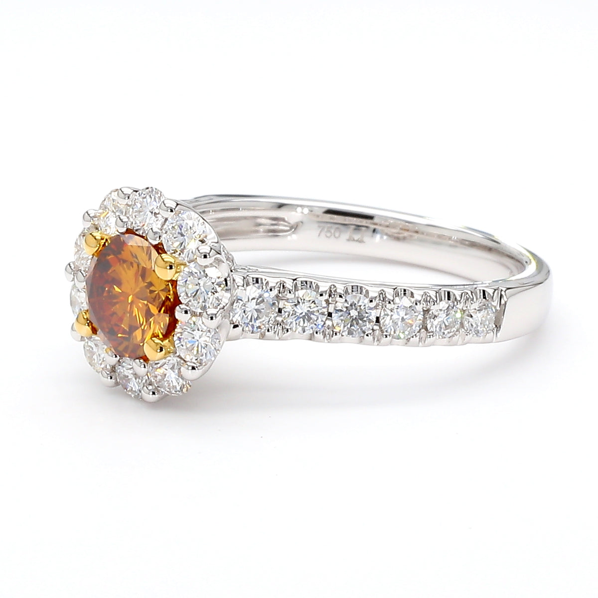 Natural Orange Round Diamond Ring | GIA Certified
