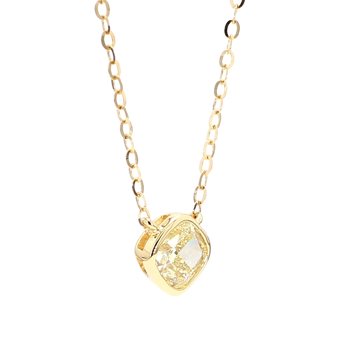 Natural Yellow Cushion Diamond Necklace Gia Certified