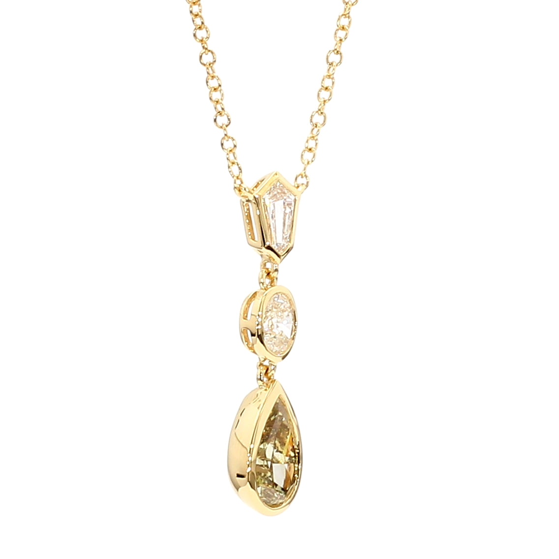 Natural Green Pear Diamond Necklace Gia Certified