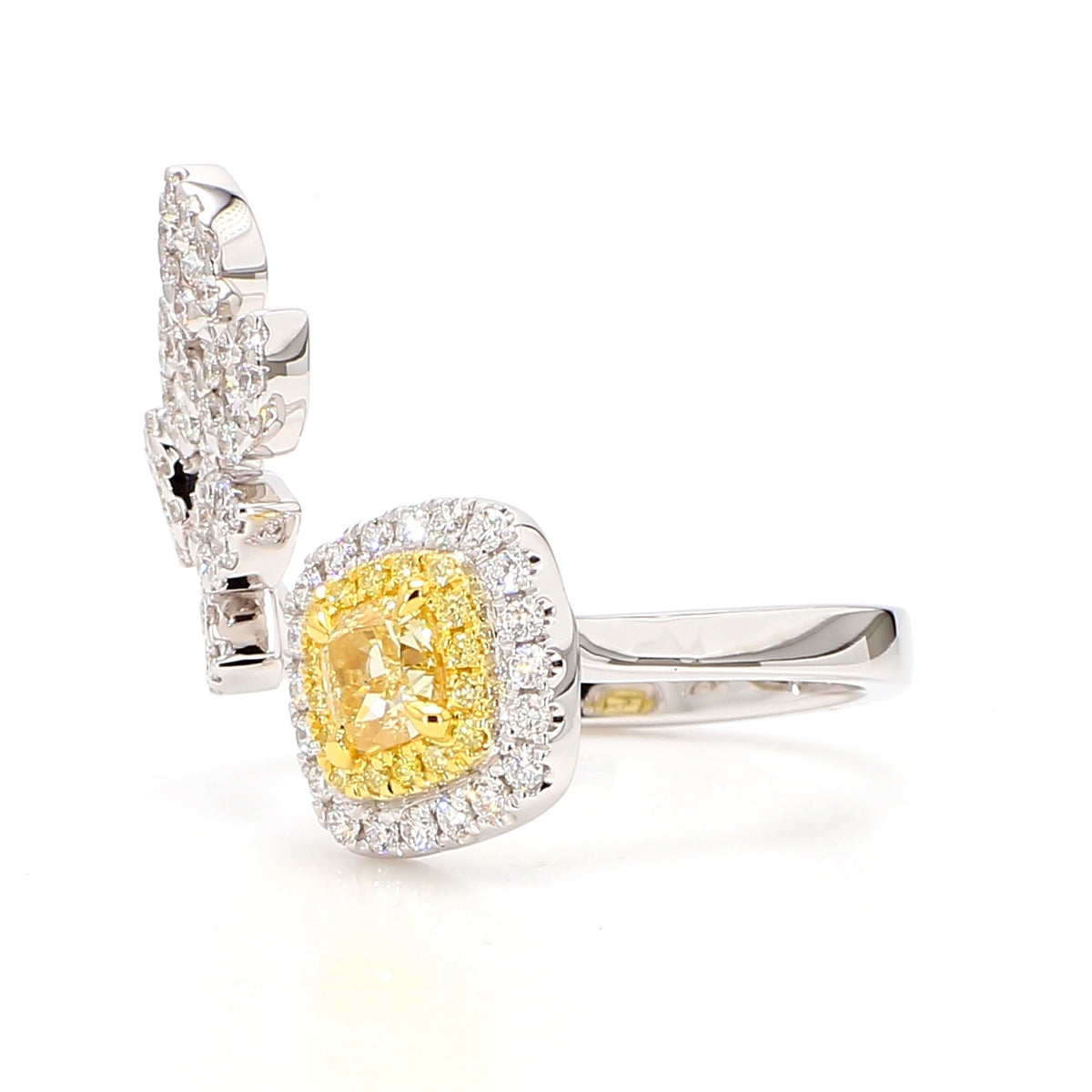 Natural Yellow Cushion Diamond Ring | GIA Certified