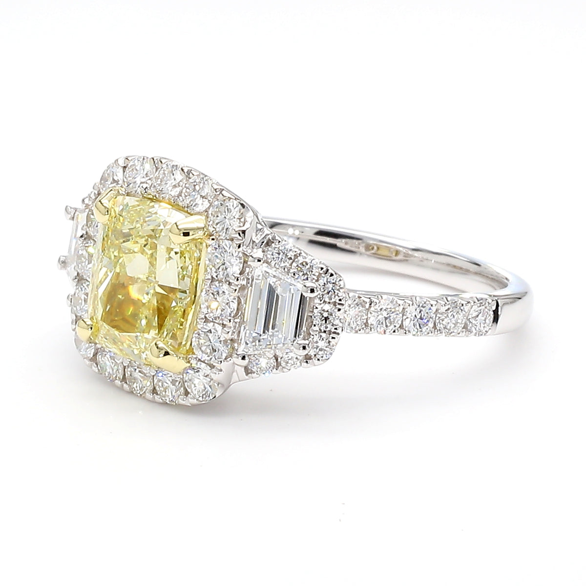 Natural Yellow Cushion Diamond Ring | GIA Certified