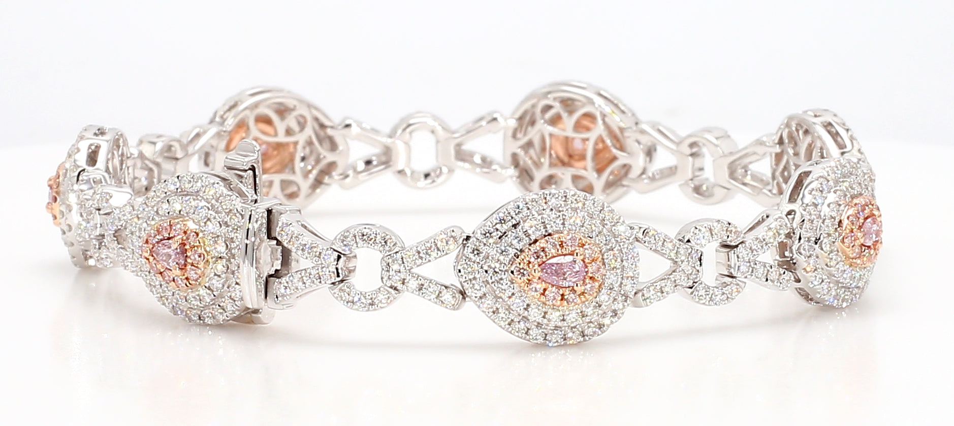 Natural Pink Pear Diamond Bracelet Gia Certified