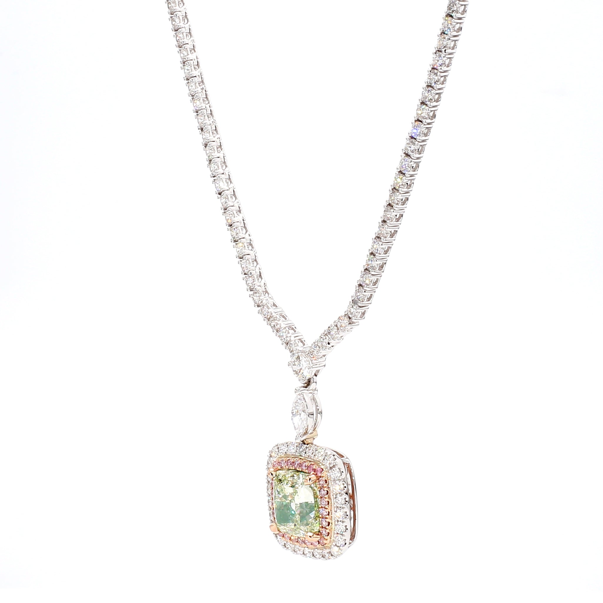 Natural Green Cushion Diamond Necklace GIA Certified product image 2