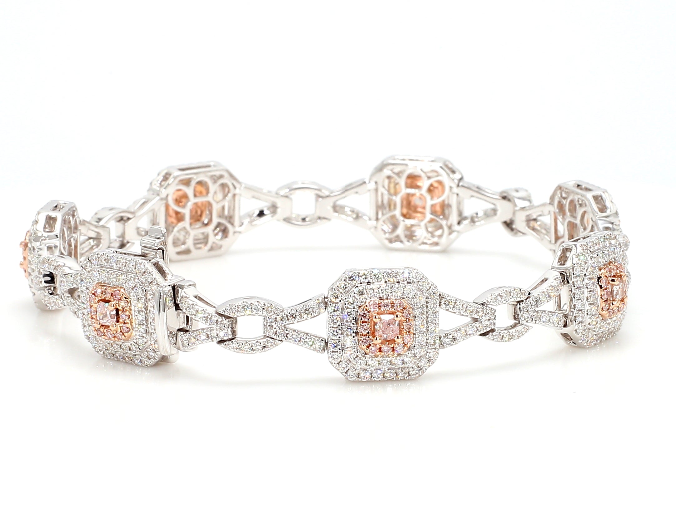 Natural Pink Cushion Diamond Bracelet Gia Certified
