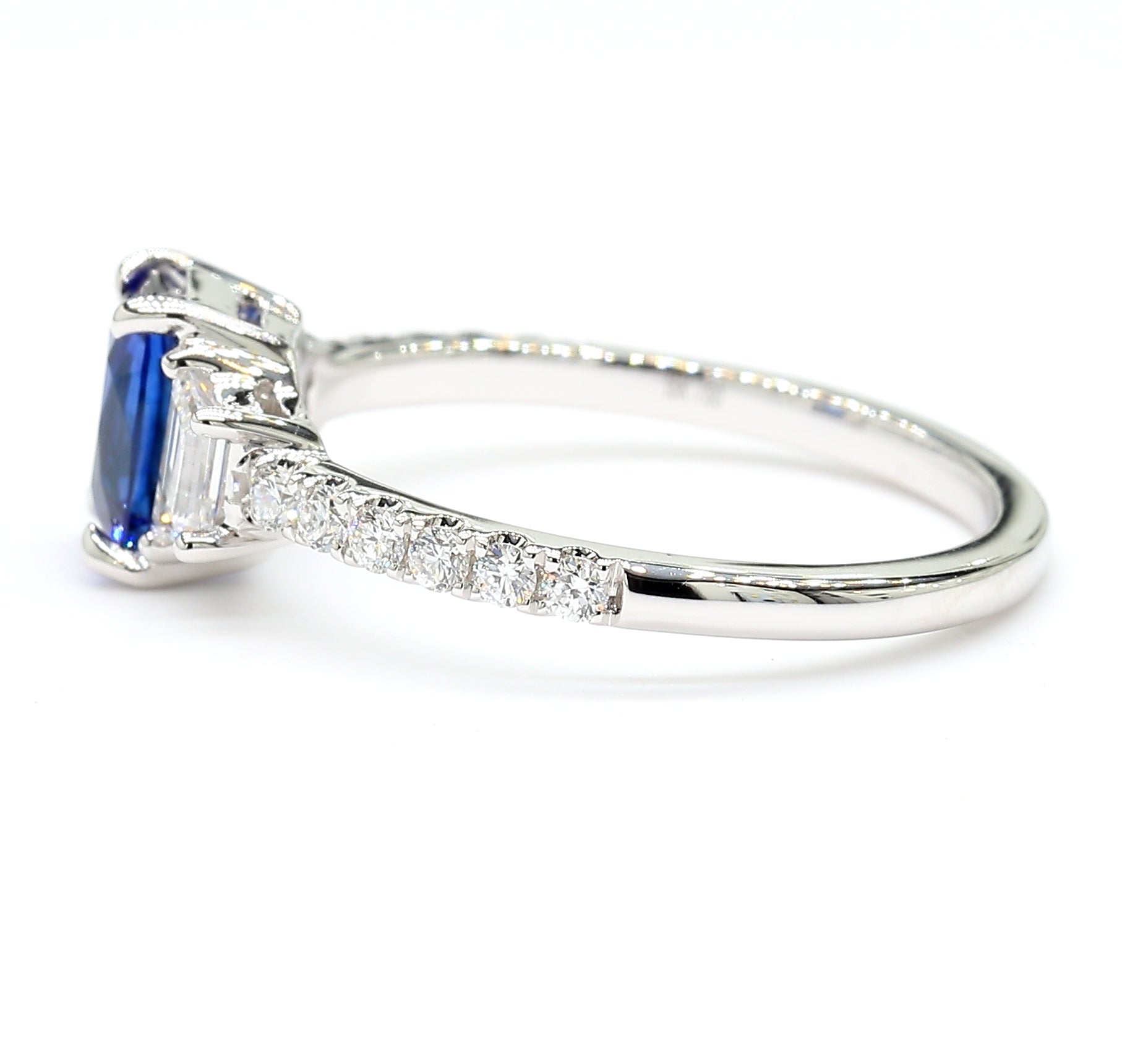 Natural Blue Cushion Sapphire & White Diamond Ring product image 3