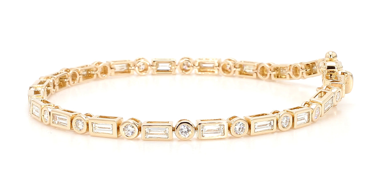 Natural White Baguette Diamond Bracelet