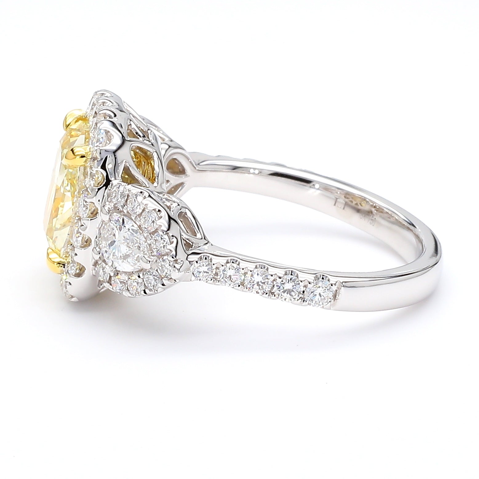 Natural Yellow Cushion Diamond Ring Gia Certified