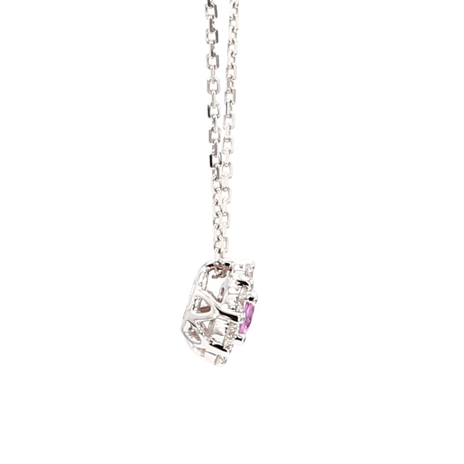Natural Blue Round Sapphire & White Diamond Pendant