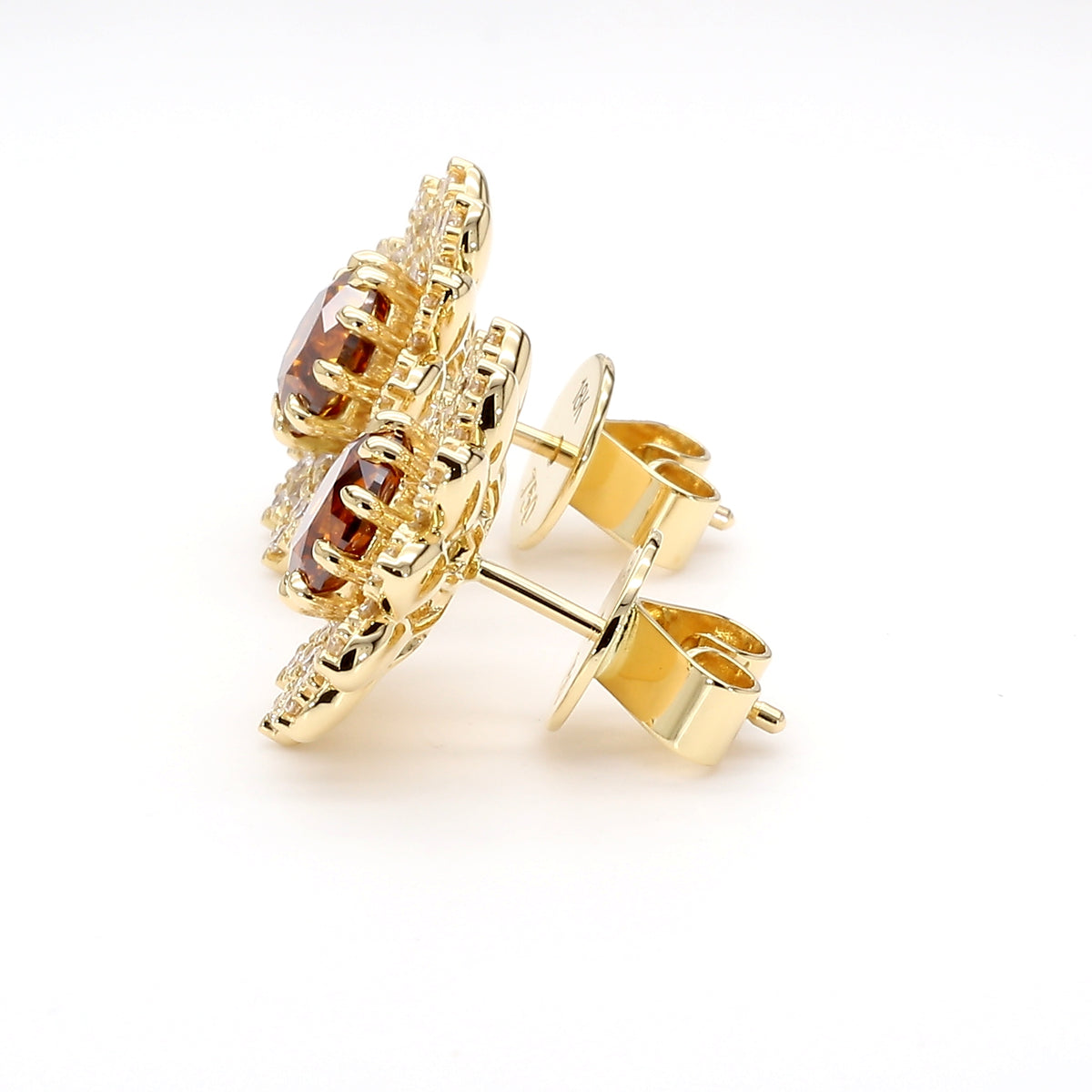 Natural Orange Round Diamond Earring | GIA Certified