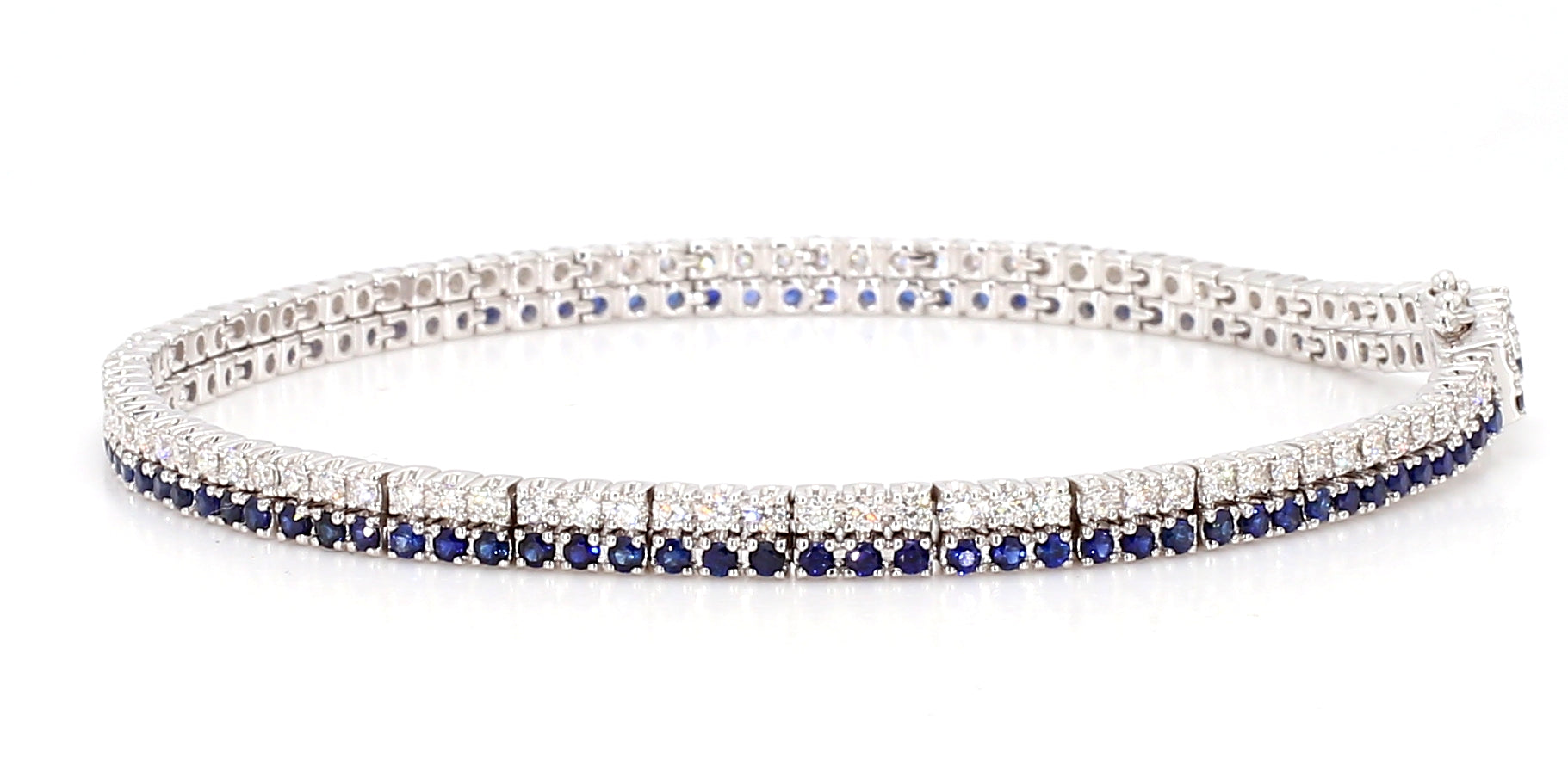 Natural Blue Round Sapphire & White Diamond Bracelet