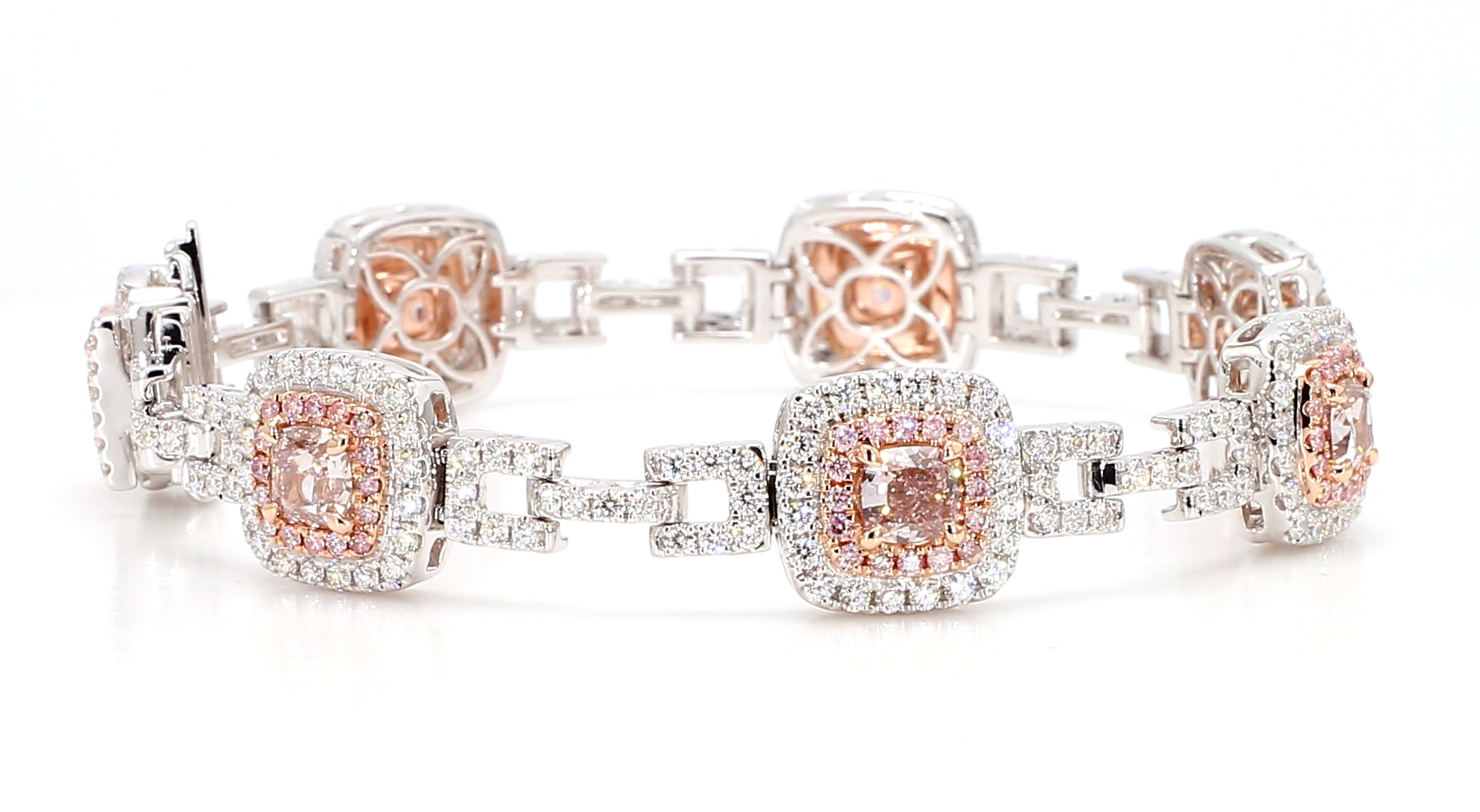 Natural Pink Cushion Diamond Bracelet Gia Certified