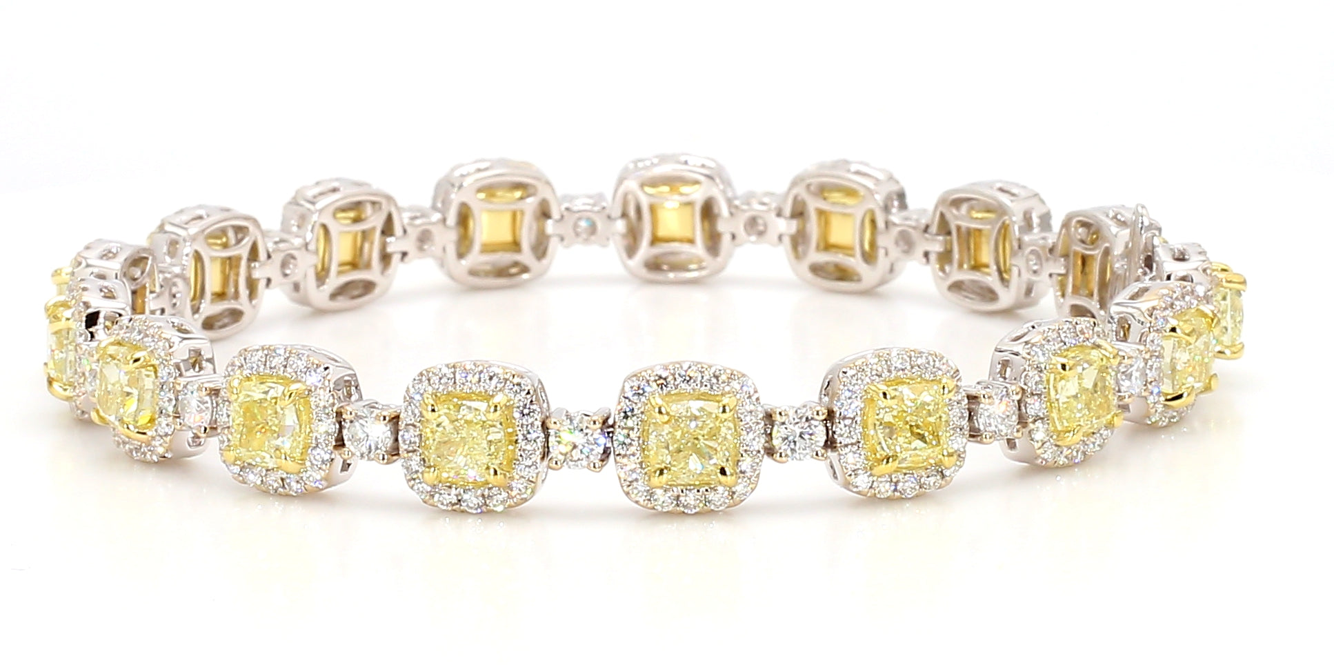 Natural Yellow Cushion Diamond Bracelet Gia Certified