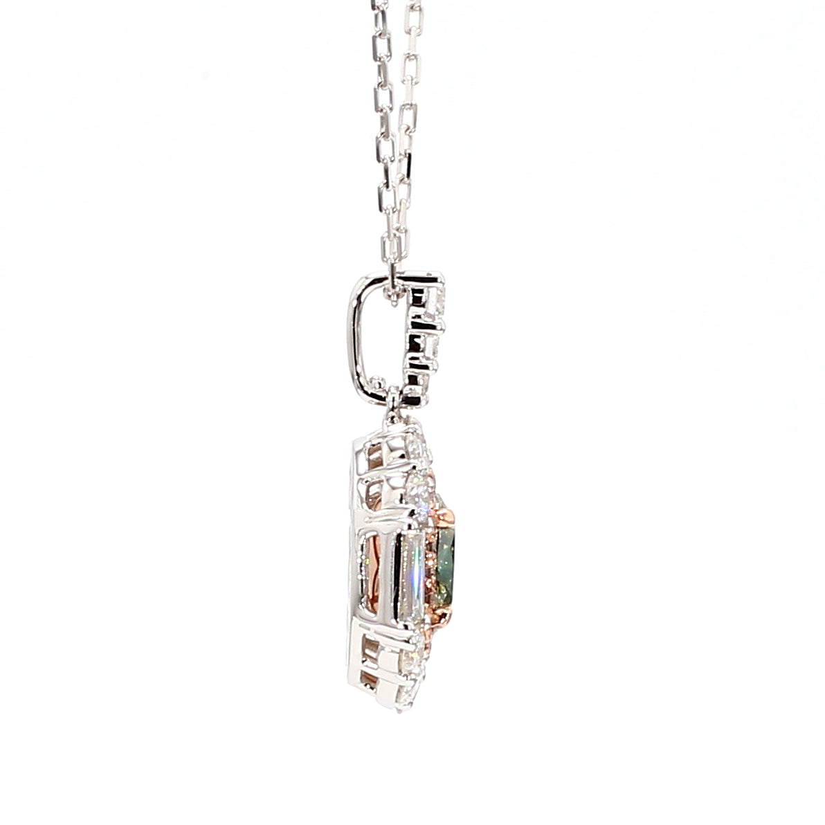 Natural Green Oval Diamond Pendant Gia Certified