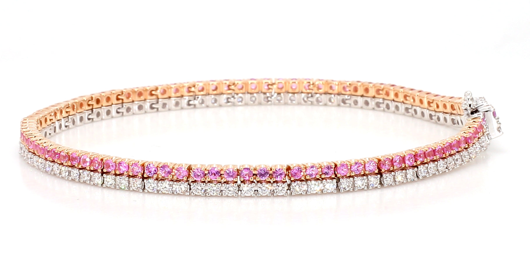 Natural Blue Round Sapphire & White Diamond Bracelet