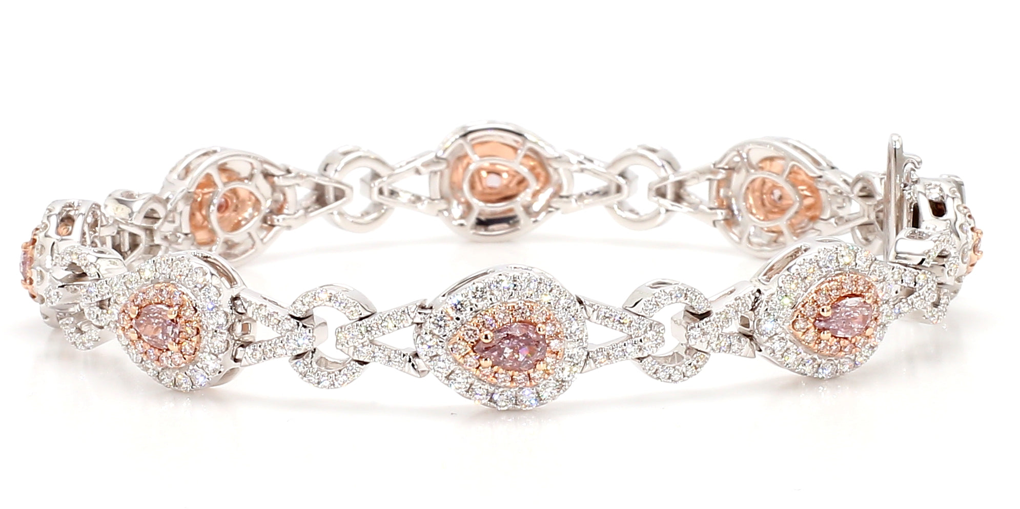 Natural Pink Pear Diamond Bracelet Gia Certified