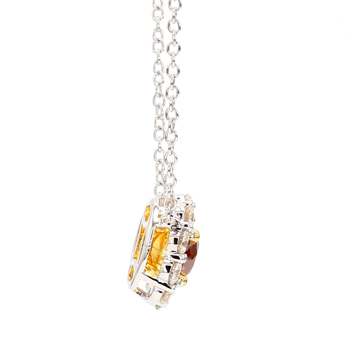 Natural Orange Round Diamond Necklace | GIA Certified