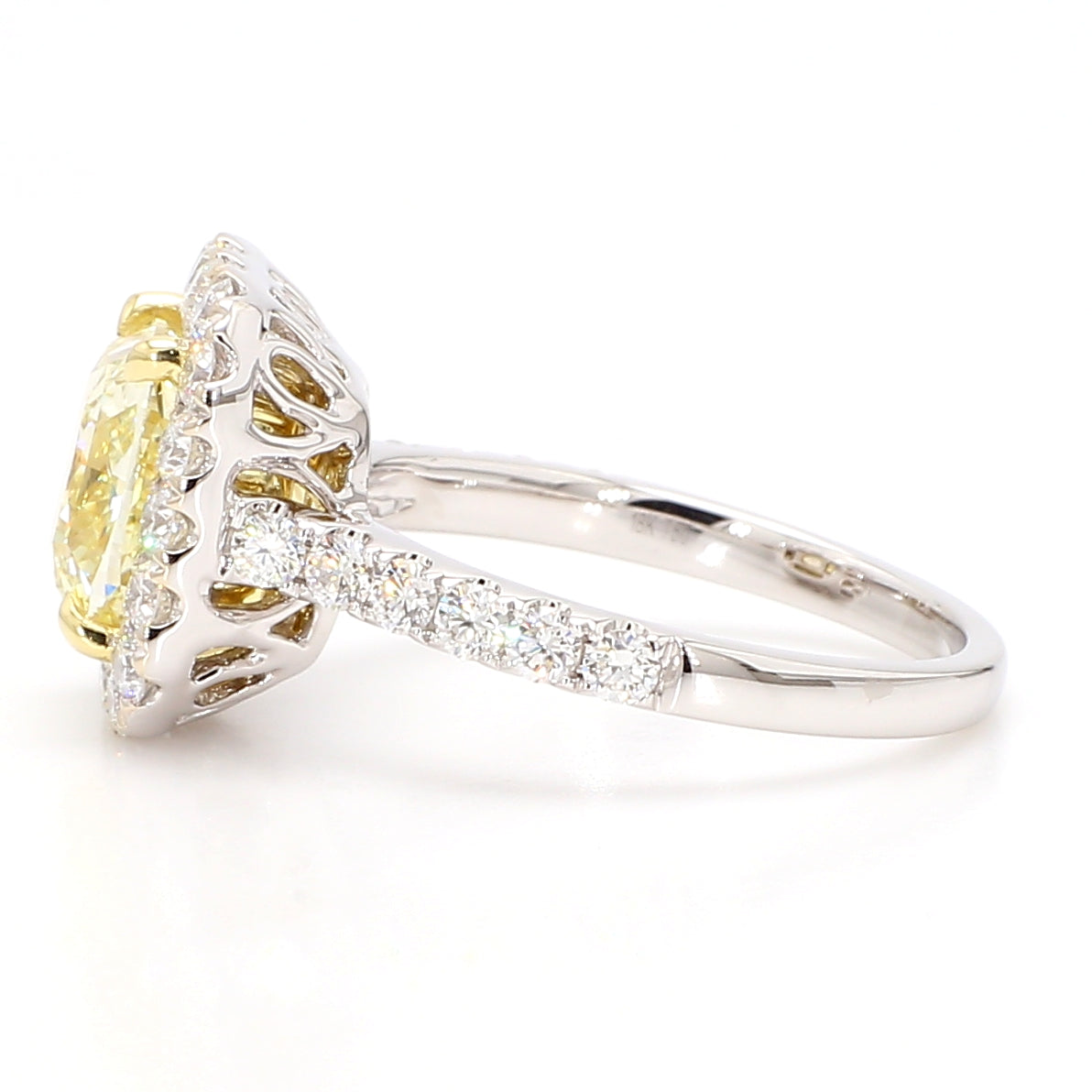 Natural Yellow Cushion Diamond Ring Gia Certified