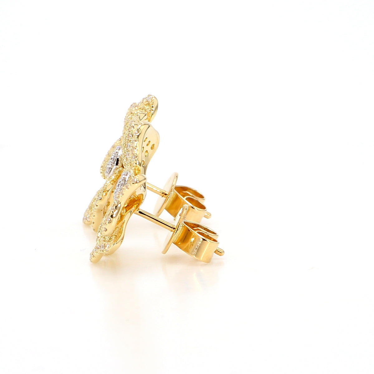 Natural Yellow Round Diamond Earring