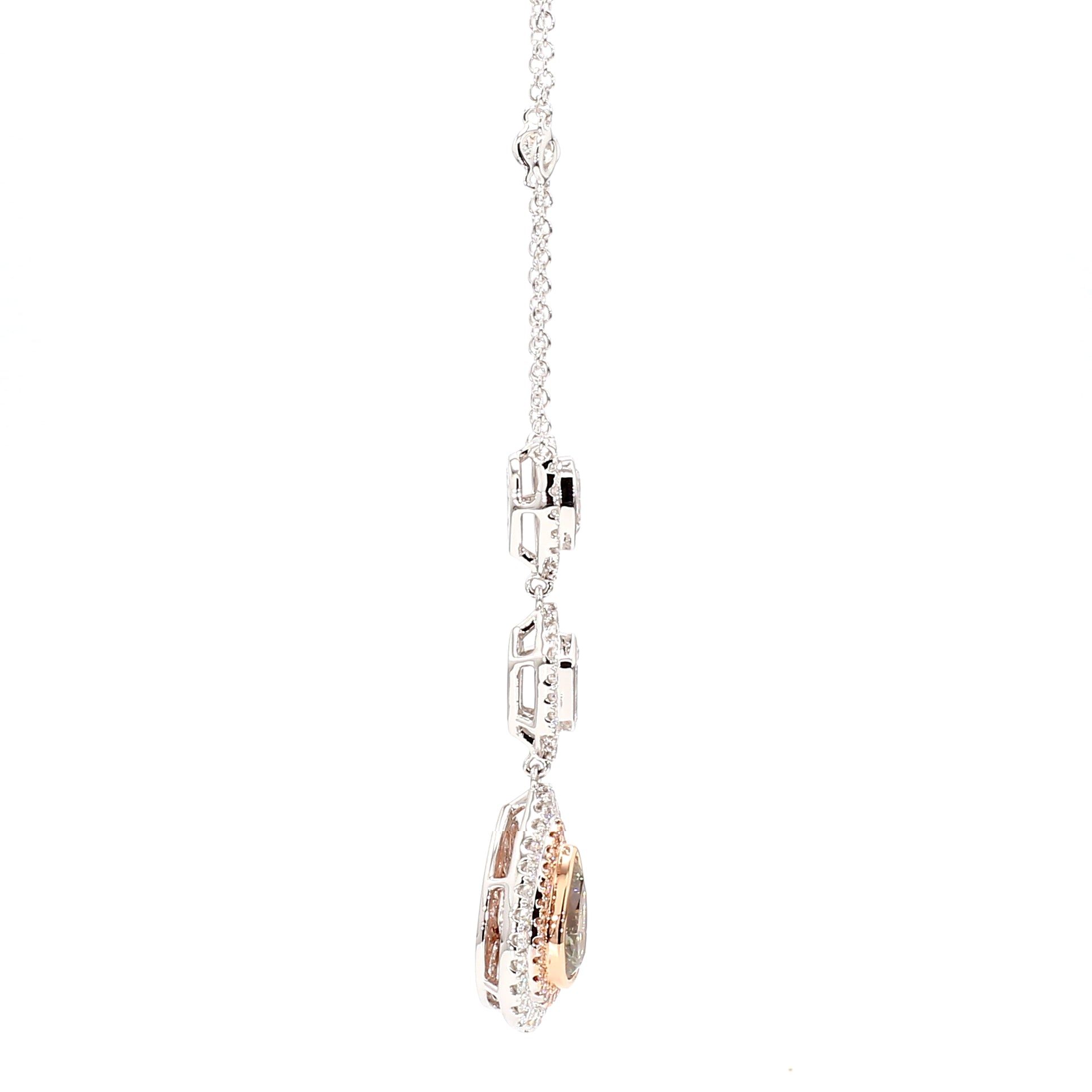 Natural Green Pear Diamond Necklace Gia Certified
