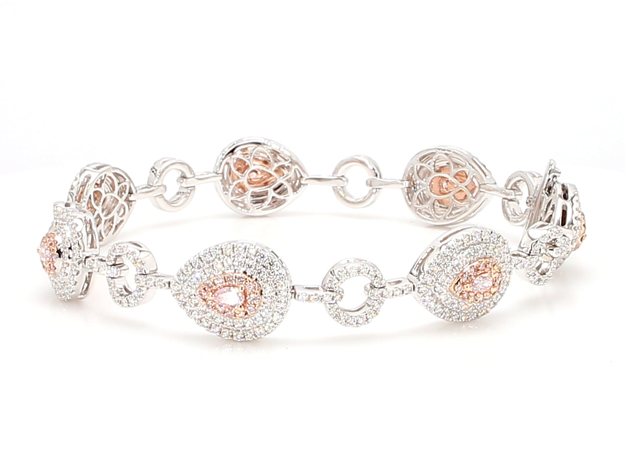 Natural Pink Pear Diamond Bracelet Gia Certified