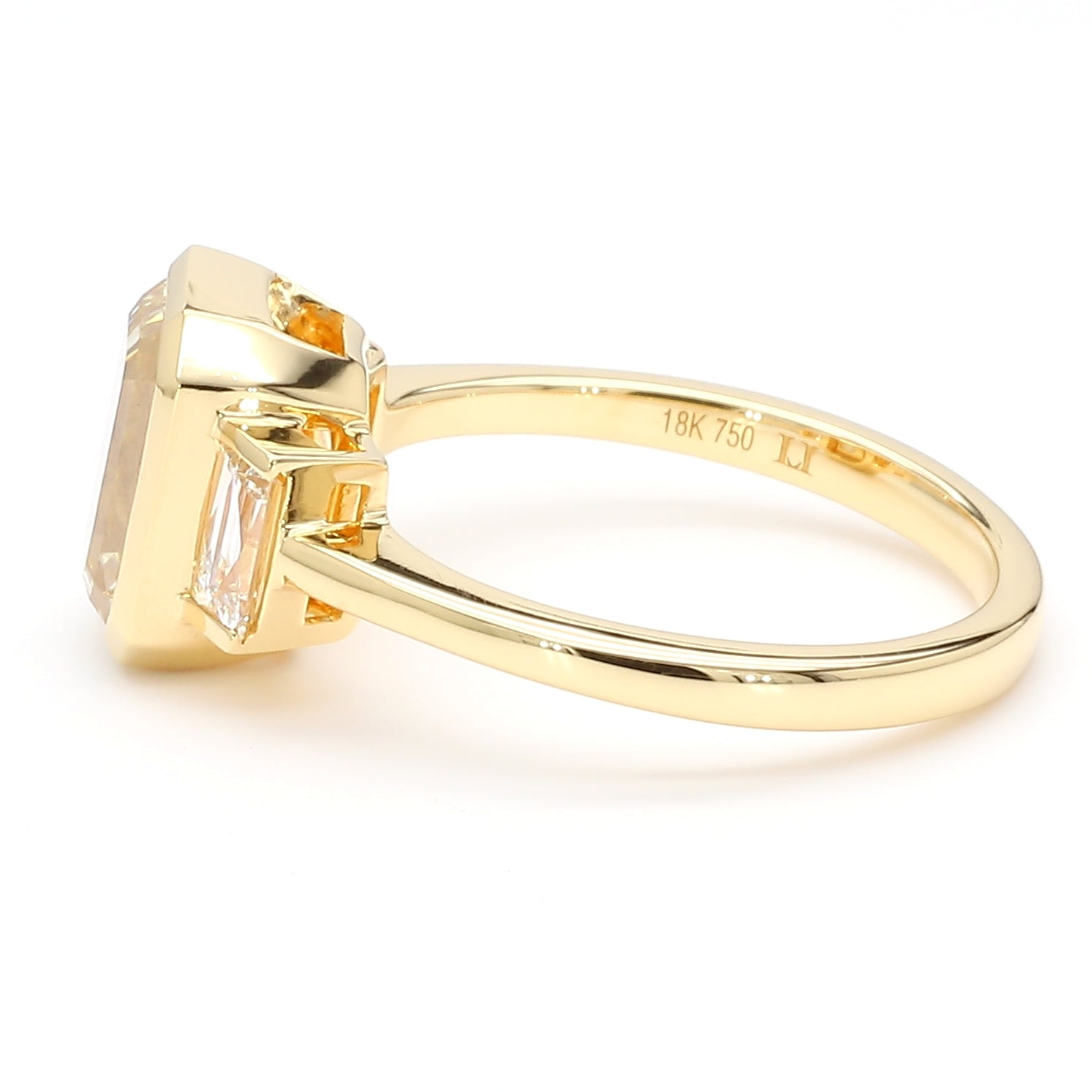 Natural Yellow Emerald Diamond Ring Gia Certified