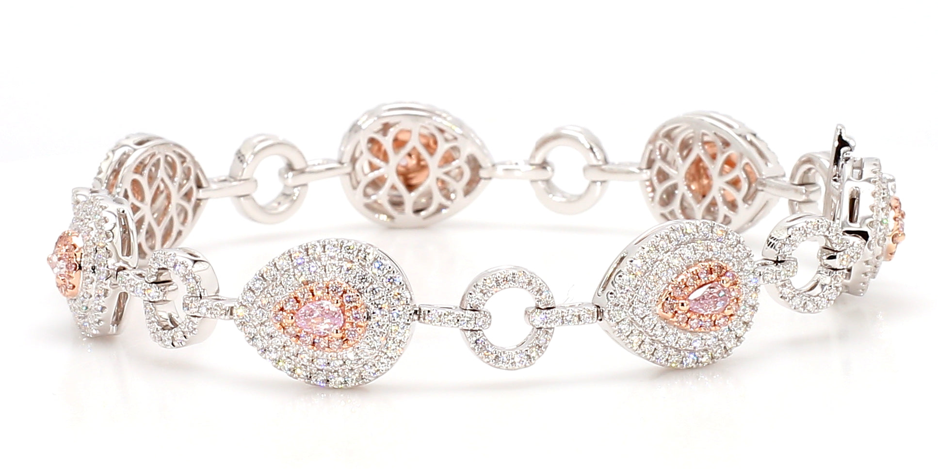 Natural Pink Pear Diamond Bracelet Gia Certified